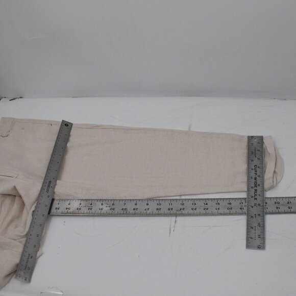 Alexander McQueen Pants Womens 42 Cropped Capri linen cuffed Mid Rise Cream - Picture 9 of 13